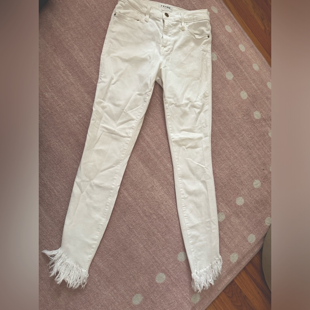 Frame frayed high waist jeans
